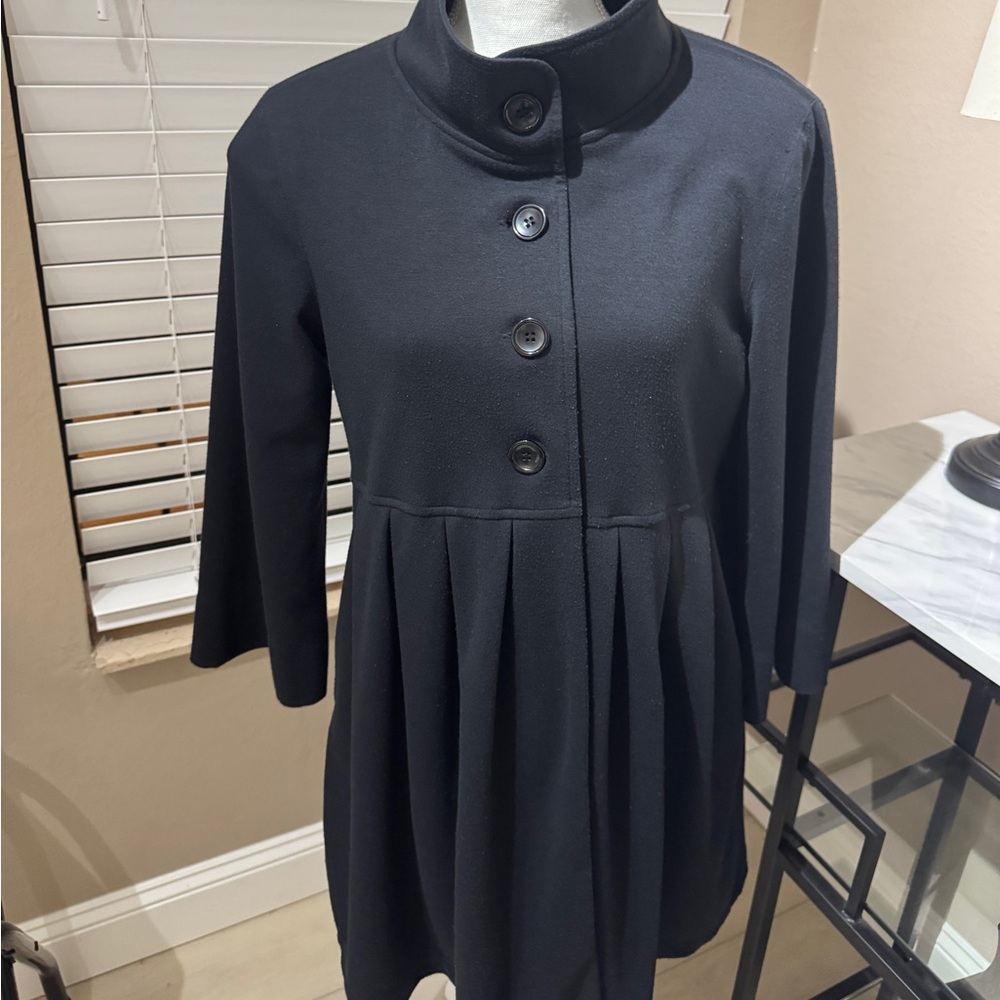 Large Black Pleated Coat Jacket Classy Style by Fever